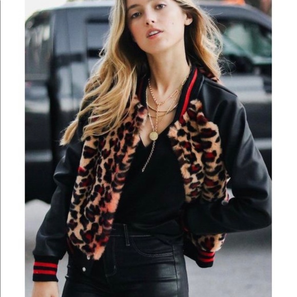 MOTHER Letterman leopard bomber jacket - Picture 2 of 13